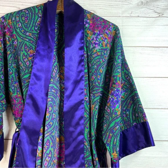 Vintage Victoria’s Secret Women’s Paisley Robe Gold Label Whimsical Fairy Floral - Picture 6 of 14